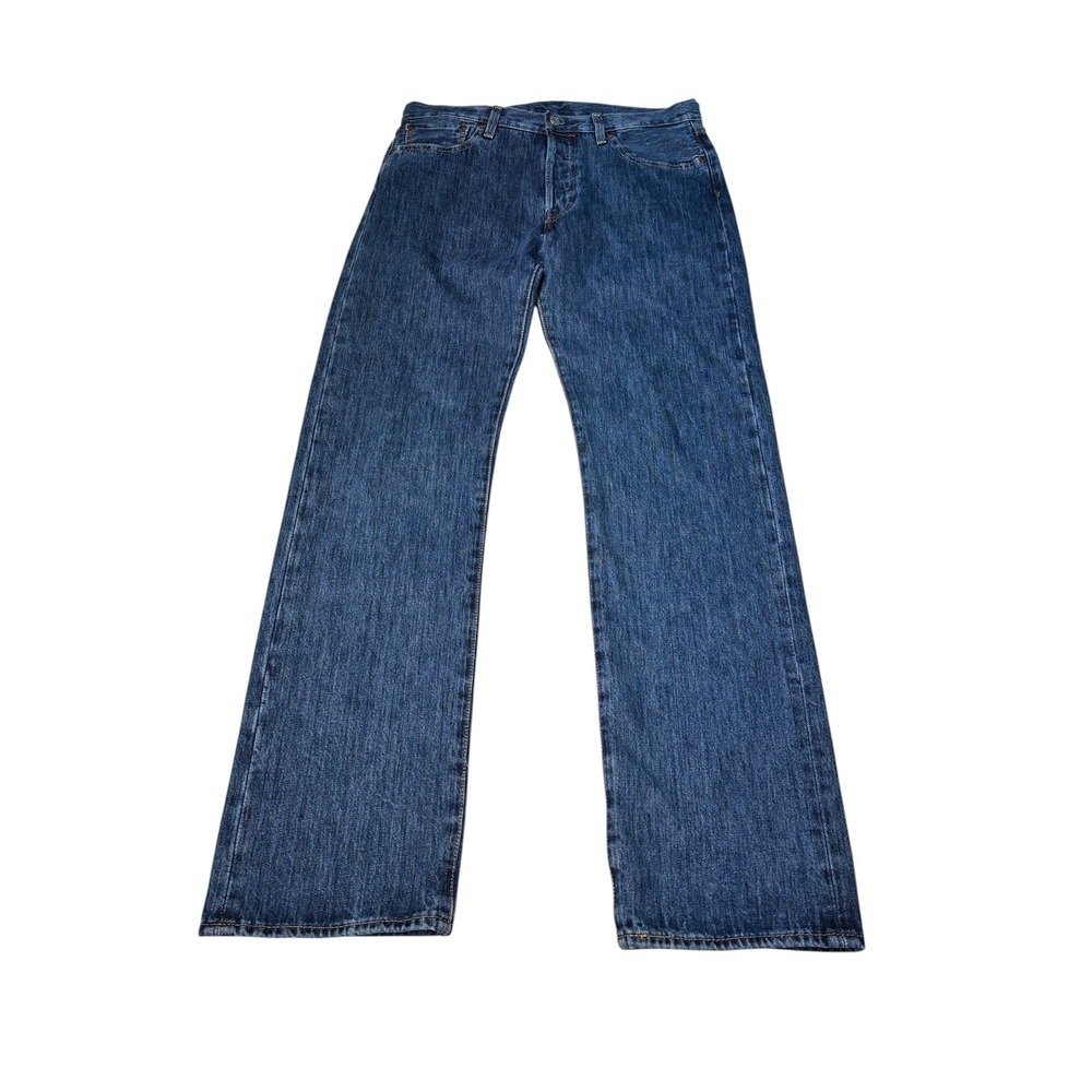 Levis Premium Big E 501 Mens Straight Leg Jeans Medium Wash Mens 34x34 Cotton